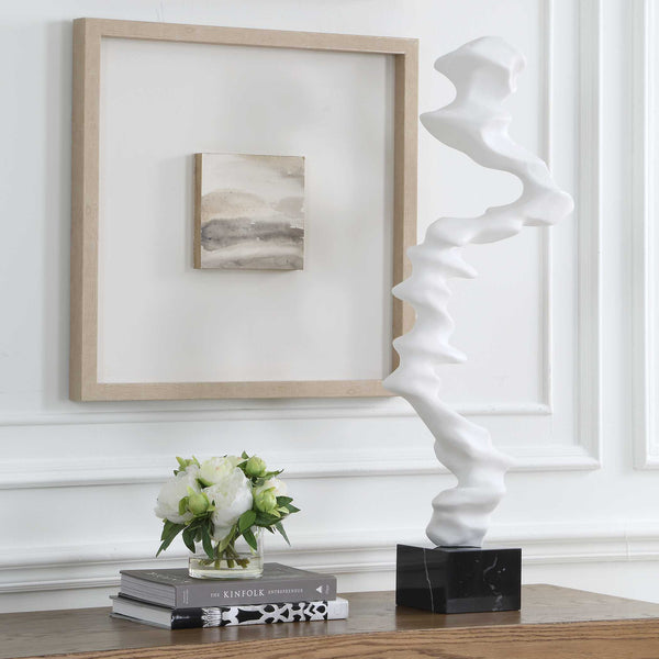 Uttermost Flux Abstract Wave Resin Sculpture with Polished Black Marble Base