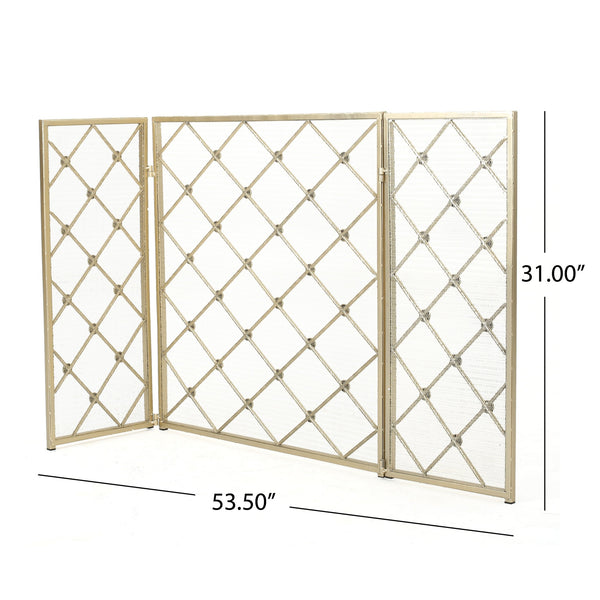 English Elm Christopher Knight Home® - FIRE Prater Iron Fireplace Screen - Black Finish Decorative Hearth Guard, Embers Protection, No Assembly Needed 61128.00GLD