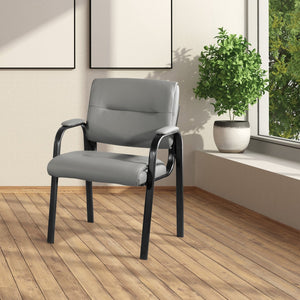OSP Home Furnishings Guest Chair with Padded Faux Leather Seat Steel Frame for Office Reception Visitors FL10274-U42