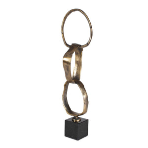 Uttermost Uttermost Loopform Interlocking Ring Brass Patina Sculpture on Solid Marble Base 18345