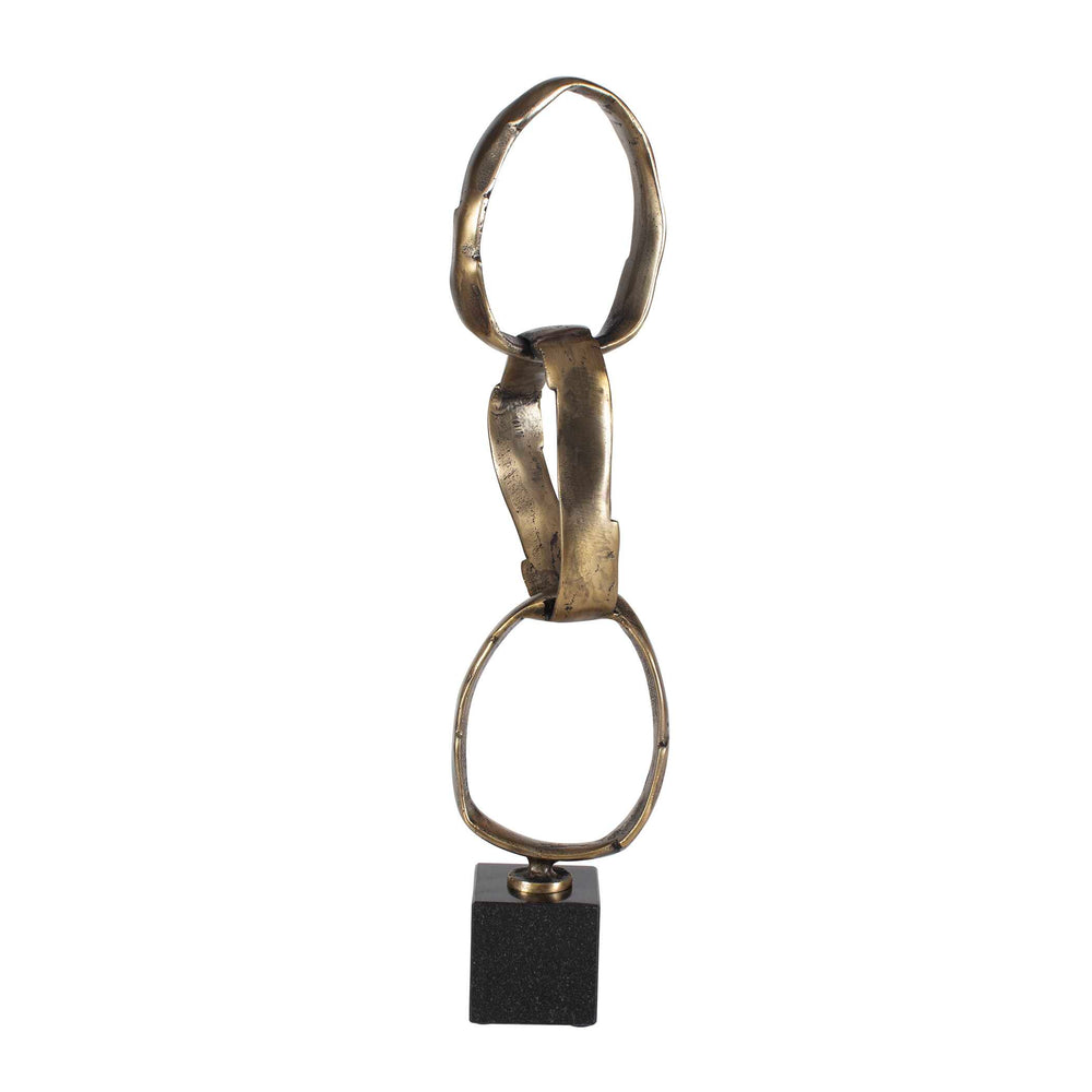 Uttermost Uttermost Loopform Interlocking Ring Brass Patina Sculpture on Solid Marble Base 18345