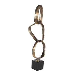 Uttermost Loopform Interlocking Ring Brass Patina Sculpture on Solid Marble Base