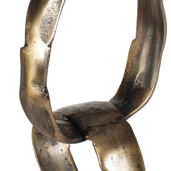 Uttermost Loopform Interlocking Ring Brass Patina Sculpture on Solid Marble Base
