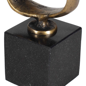 Uttermost Loopform Interlocking Ring Brass Patina Sculpture on Solid Marble Base