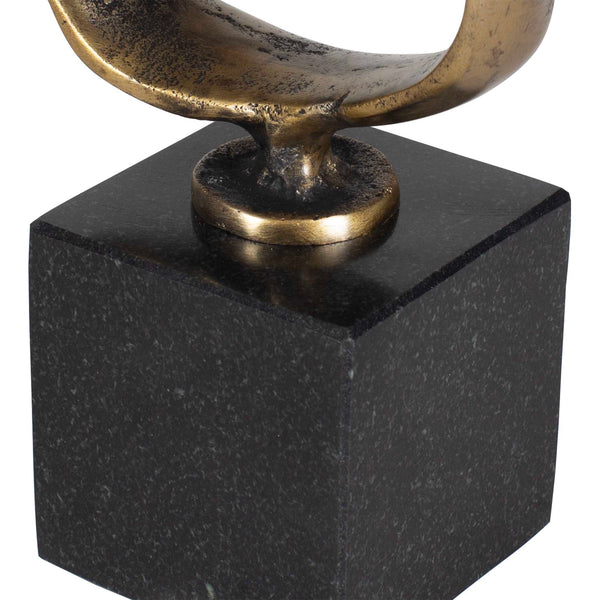 Uttermost Loopform Interlocking Ring Brass Patina Sculpture on Solid Marble Base