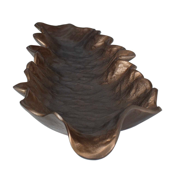 Uttermost Frond Sculptural Bronze Leaf Tray Handcrafted for Indoor Outdoor Decor