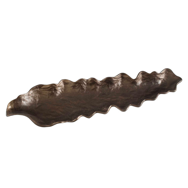 Uttermost Frond Sculptural Bronze Leaf Tray Handcrafted for Indoor Outdoor Decor