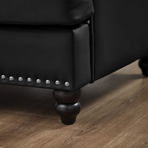 English Elm 83" Modern Classic Three-Seater Sofa with Storage, Upholstered Polyester, Solid Wood Frame, 900lb Capacity Black W1097S00177