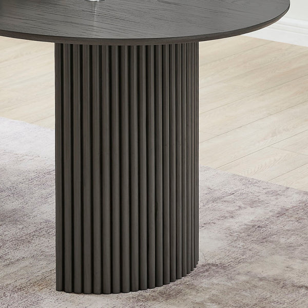 English Elm Venezia Oval Gray Oak Veneer Dining Table Dual Pedestal Base Seats Six Guests B2749S00275