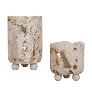 Uttermost Hand-carved Natural Stone Candleholder Set for Indoor Outdoor Decor