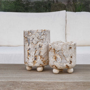 Uttermost Hand-carved Natural Stone Candleholder Set for Indoor Outdoor Decor