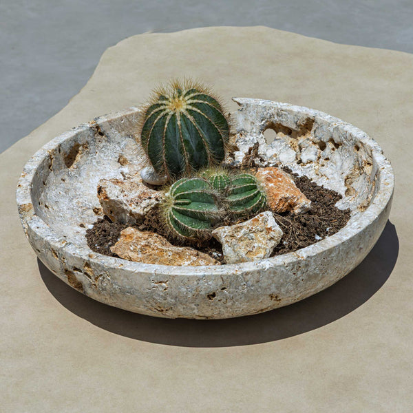 Uttermost Carved Natural Stone Decorative Bowl Weathered Organic Texture Indoor Outdoor