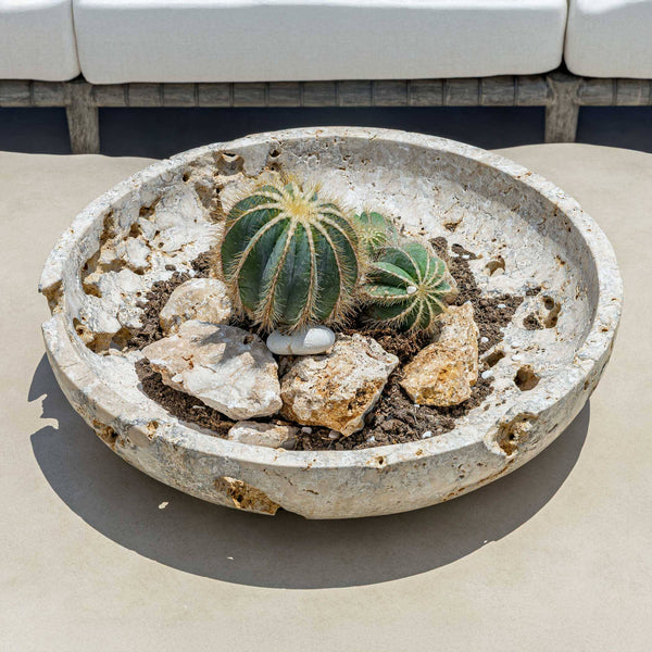 Uttermost Carved Natural Stone Decorative Bowl Weathered Organic Texture Indoor Outdoor