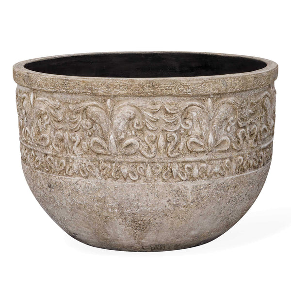 Uttermost Uttermost Regalia Scrolled Embossed Stone Finish Bowl Planter for Patio or Foyer 18358