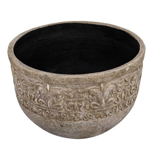 Uttermost Regalia Scrolled Embossed Stone Finish Bowl Planter for Patio or Foyer