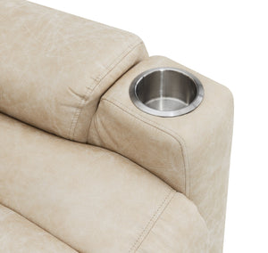 English Elm Nairi Ivory Faux Leather Power Recliner with Lift, Heat & Massage, Cup Holders, Pocket Coil Support B2726P245481