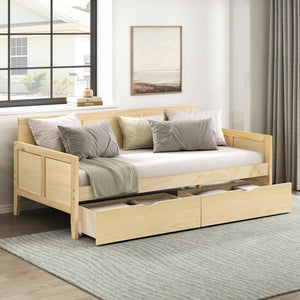 English Elm Daybed Solid Pine Wood Frame Transitional Sofa Sleeper for Studios and Guest Rooms B011S02450