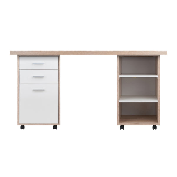 Winsome Wood Kenner 3-piece Modular Desk Set - Reclaimed Wood Top & White Storage Cabinets For Home Office Reclaimed Wood ,White Composite Wood 18361-winsome-wood