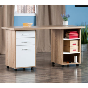 Winsome Wood Kenner 3-piece Modular Desk Set - Reclaimed Wood Top & White Storage Cabinets For Home Office Reclaimed Wood ,White Composite Wood 18361-winsome-wood