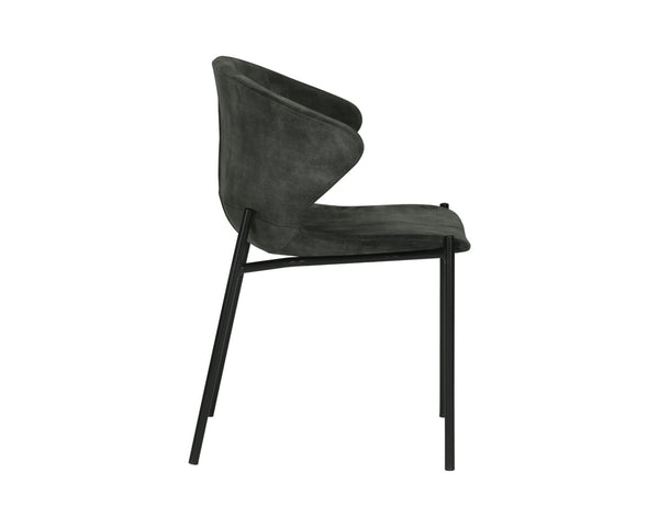 Sunpan ERIC Dining Chair - Stylish Nono Dark Green Upholstery with Mid-Century Design & Modern Comfort 107512