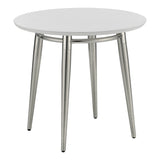 OSP Home Furnishings Brooklyn Round Top End Table White/Brushed Nickel