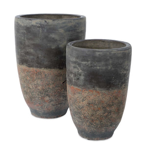 Uttermost Uttermost Emberwash Pottery Planter Set Charcoal Earthy Fired Clay Indoor Decor 18384