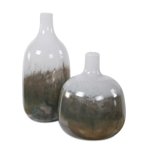 Uttermost Uttermost Gradient Glass Vase Set of Two Smoke Bronze Glossy Modern Decor Accent 18385
