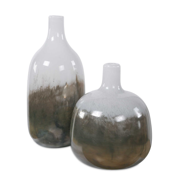 Uttermost Uttermost Gradient Glass Vase Set of Two Smoke Bronze Glossy Modern Decor Accent 18385