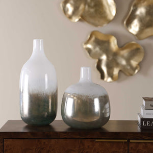 Uttermost Gradient Glass Vase Set of Two Smoke Bronze Glossy Modern Decor Accent