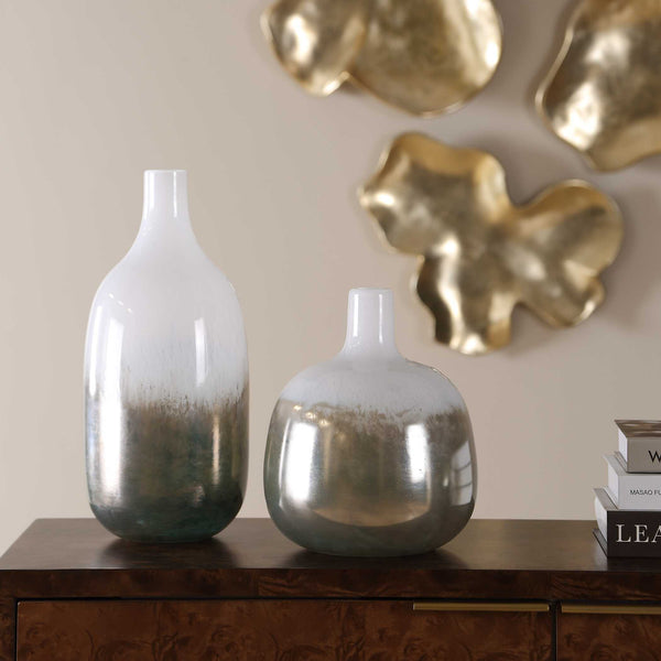 Uttermost Gradient Glass Vase Set of Two Smoke Bronze Glossy Modern Decor Accent