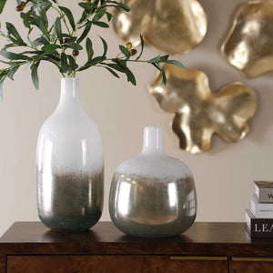 Uttermost Gradient Glass Vase Set of Two Smoke Bronze Glossy Modern Decor Accent