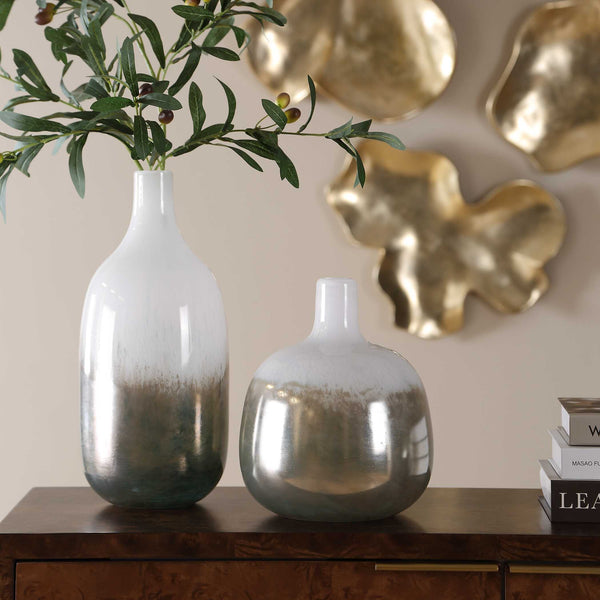 Uttermost Gradient Glass Vase Set of Two Smoke Bronze Glossy Modern Decor Accent