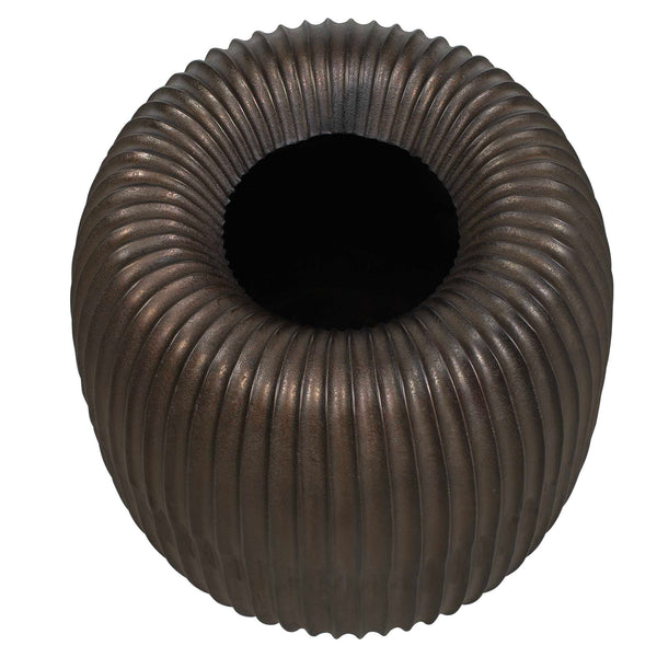 Uttermost Cast Aluminum Ribbed Planter Weathered Indoor Outdoor Patio Accent