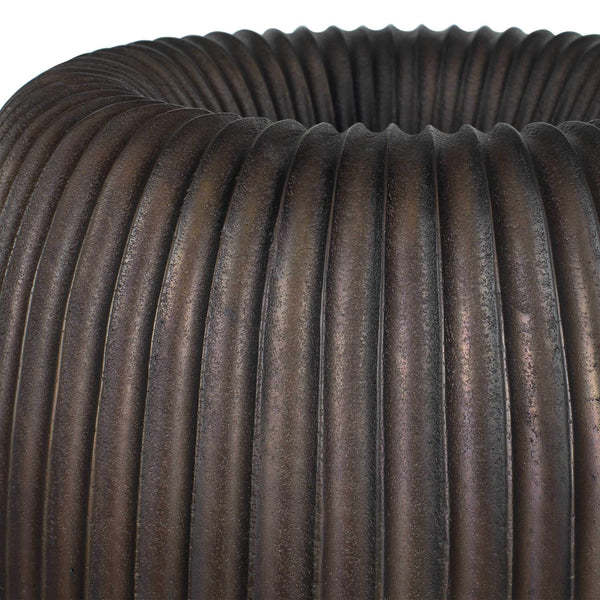 Uttermost Cast Aluminum Ribbed Planter Weathered Indoor Outdoor Patio Accent