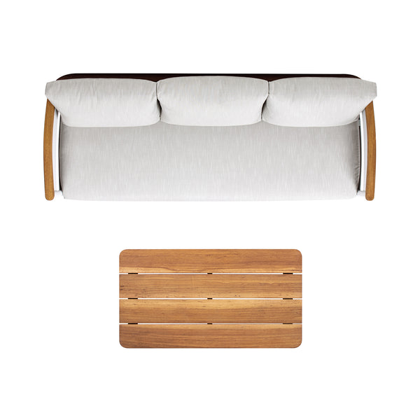 English Elm Jennifer Taylor Home - Rhodes 2pc Teak & Aluminum Outdoor Sofa Set with Coffee Table, Gray Chenille Cushions, Weather-Resistant Elegance B2719P321038