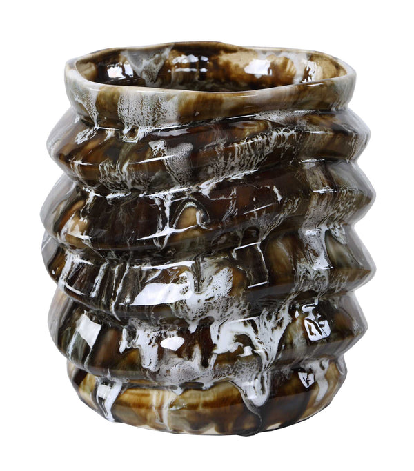 Uttermost Cuoco Handcrafted Glazed Ceramic Vase Set Earthy Marbled Artisan Accent