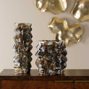Uttermost Cuoco Handcrafted Glazed Ceramic Vase Set Earthy Marbled Artisan Accent