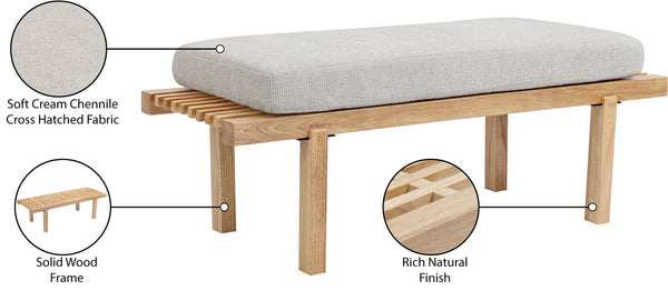 Naya Cream Chenille Fabric Bench 183Cream Meridian Furniture