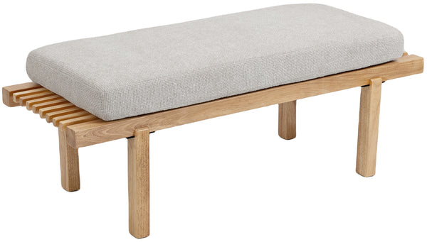 Naya Cream Chenille Fabric Bench 183Cream Meridian Furniture
