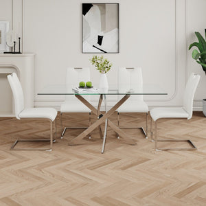 English Elm Modern Faux Leather Dining Side Chairs with Chrome Legs Ergonomic Set of 2 W210127287