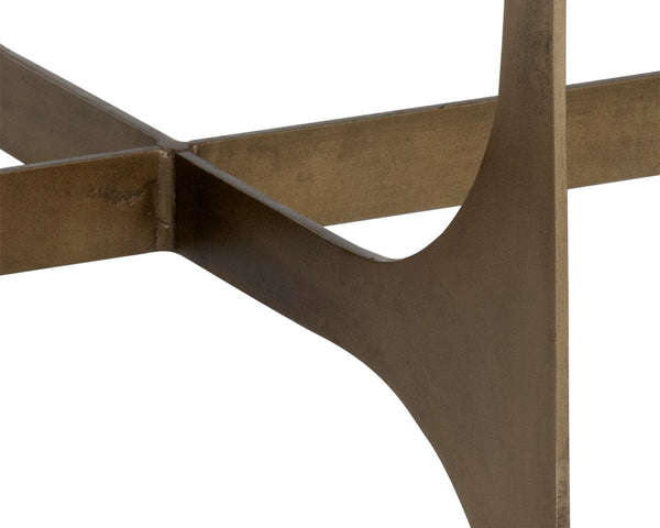 Sunpan Juliane Coffee Table - Contemporary Sculpted Base with 10mm Tempered Glass & Antique Brass Finish