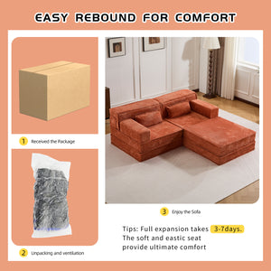 English Elm Compression Modular Sofa Bed - Cozy Convertible 2-Seater With Ottoman, No Assembly, Memory Foam Comfort W3723S00026