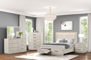 English Elm Transitional Tall Chest Acacia Wood Dovetail Drawers Light Gray Bedroom Storage B2741P434090