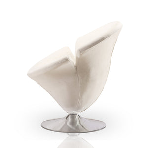 English Elm Tulip Velvet Swivel Lounge Chair with Polished Chrome Base, 360° Rotation, Plush Velvet Comfort White B365P398005