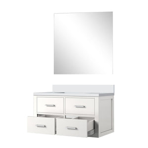 English Elm White Single Bath Vanity Set With Quartz Countertop & Frameless Mirror - Modern Elegance Redefined! B2731S01432-GIGA