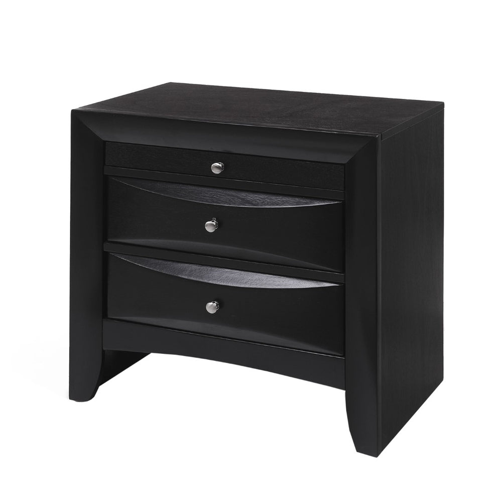 English Elm Wooden Nightstand With 2 Dovetail Drawers And Pull-Out Tray In Sleek Black Finish For Modern Style B016P252896-GIGA