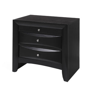 English Elm Wooden Nightstand With 2 Dovetail Drawers And Pull-Out Tray In Sleek Black Finish For Modern Style B016P252896-GIGA
