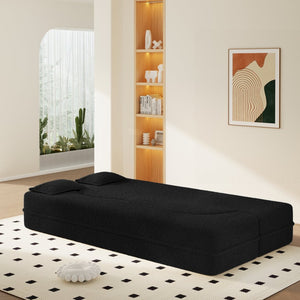 English Elm Modern Corduroy Floor Sofa Foldable Twin Sleeper Foam Filled for Compact Living Spaces Black W1885P435359