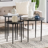 Walker Edison Modern 3-Piece Nesting Coffee Table Set in Solid Black - Versatile & Stylish