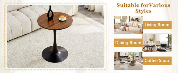 English Elm Round Faux Marble Tulip Dining Table Mid Century Pedestal Base for Compact Kitchens Walnut W2920P395713